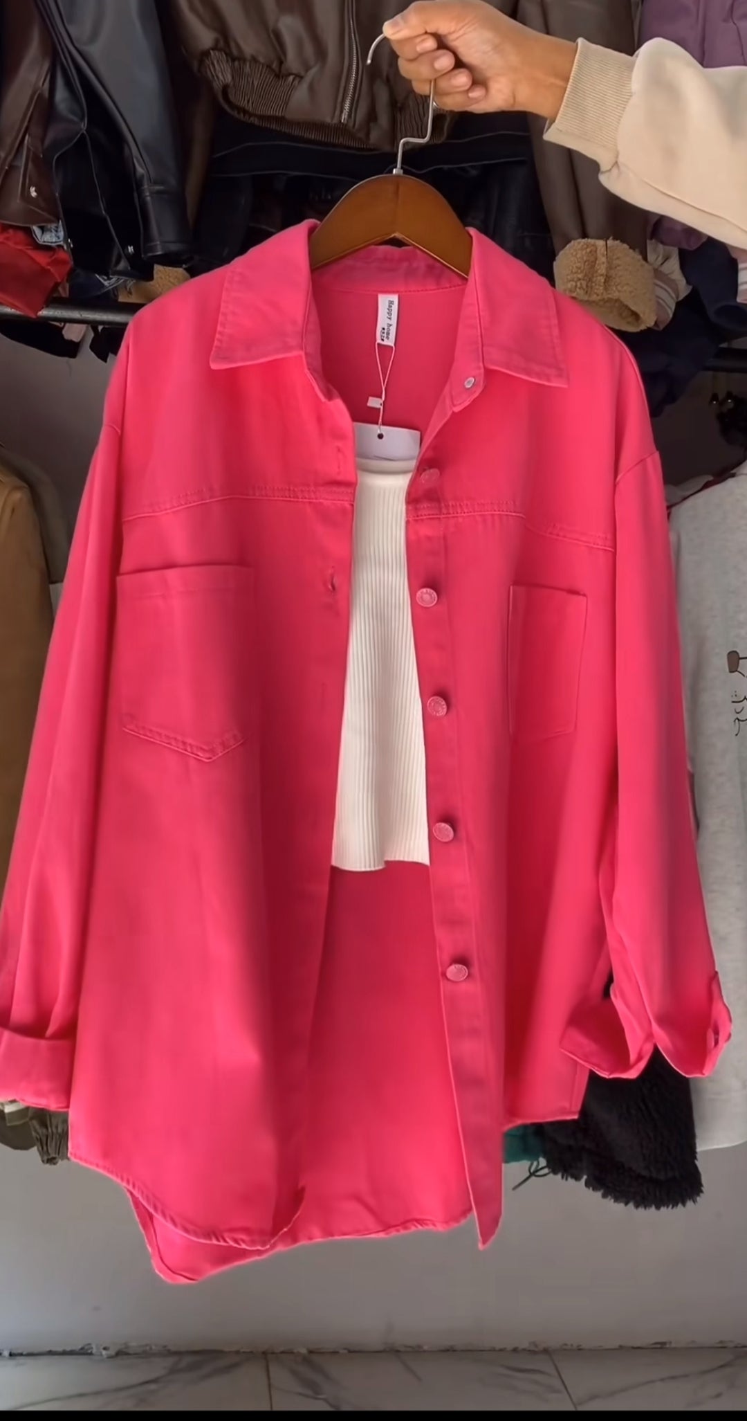 Candy Color Korean Salt Denim Jacket: Women's Loose Simple Shirt Top