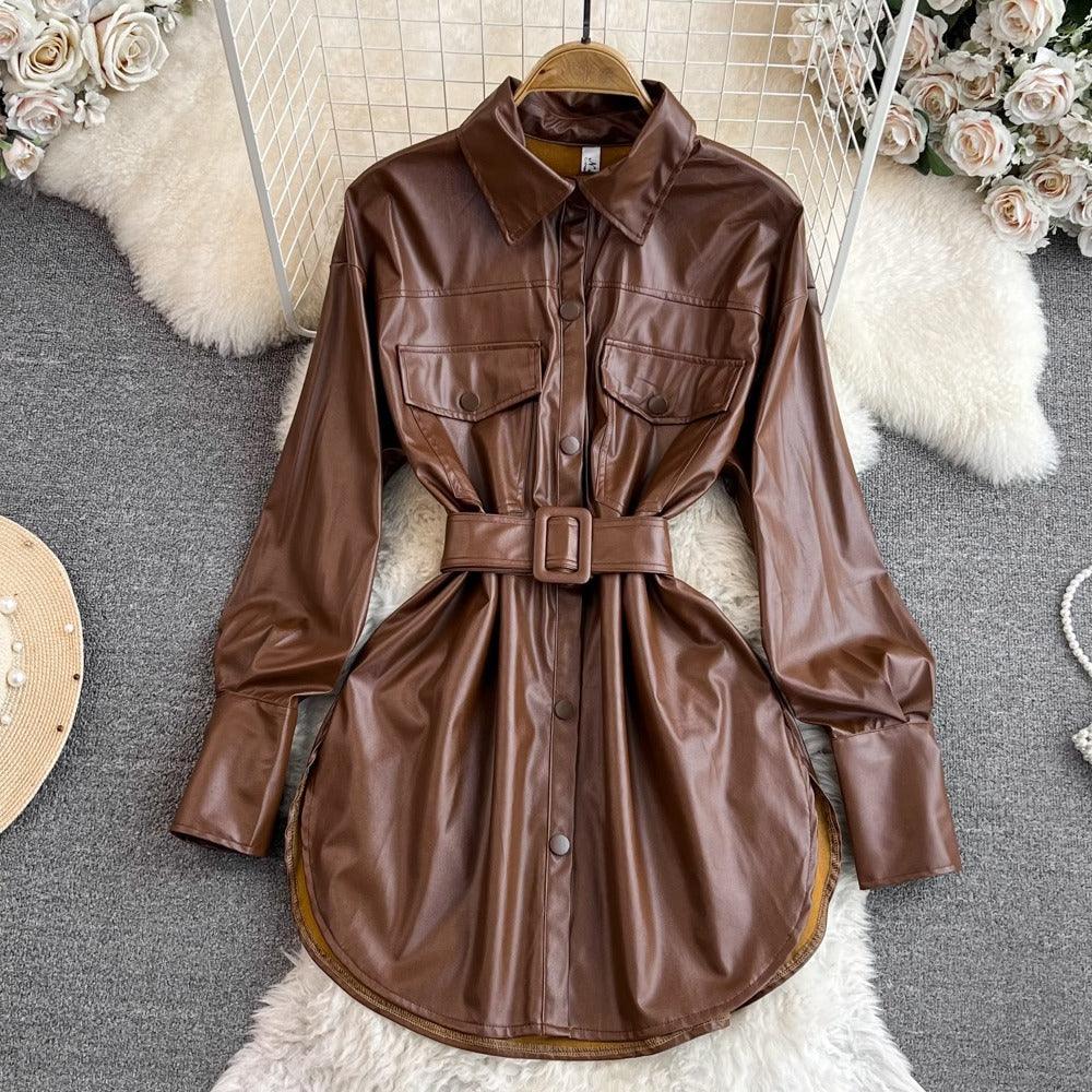 Jancie Winter Leather Jacket Dress - 24th Spoke