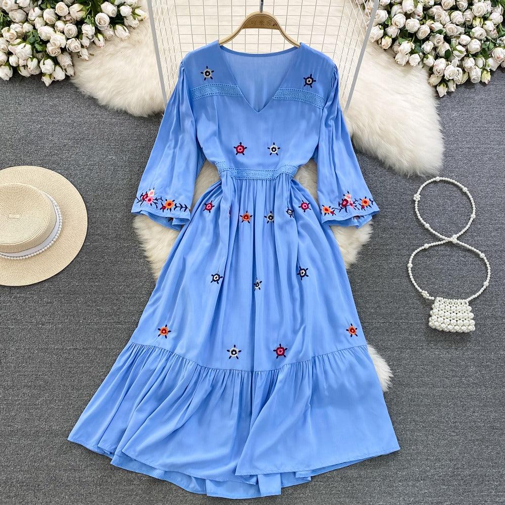 Sunny Seaside Vacation A line Ruffle Dress - 24th Spoke