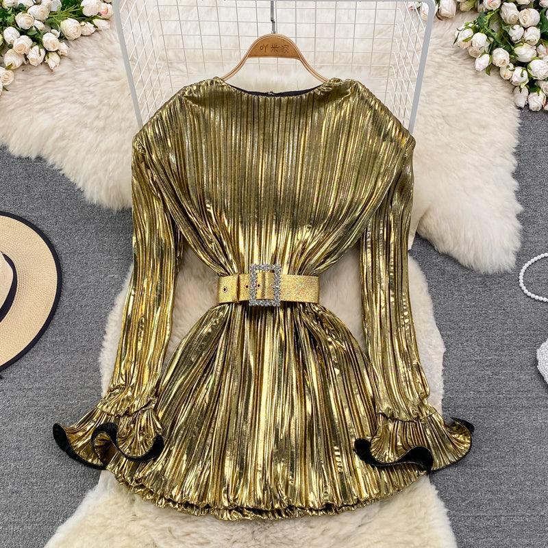 Emily Metallic Pleated Dress - 24th Spoke