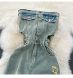 Jessica Summer Denim Ripped Jumpsuit
