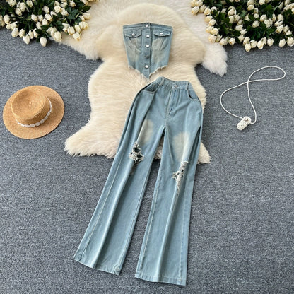 Eliza Summer Denim Jean Set