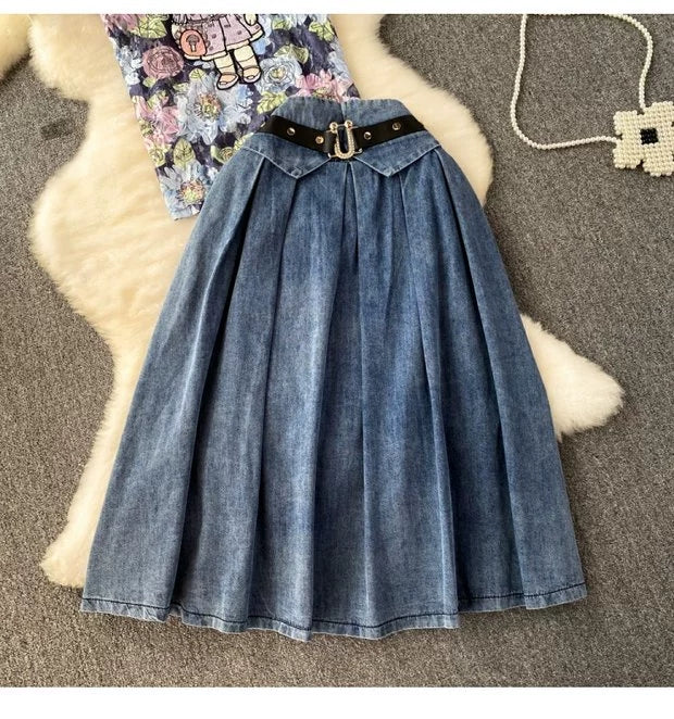 Jaqueline Summer Two Piece Denim Dress Set