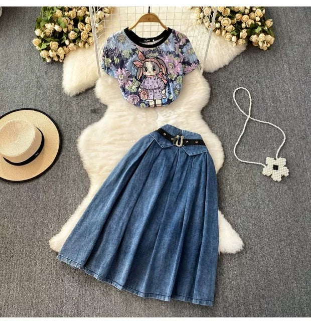 Jaqueline Summer Two Piece Denim Dress Set