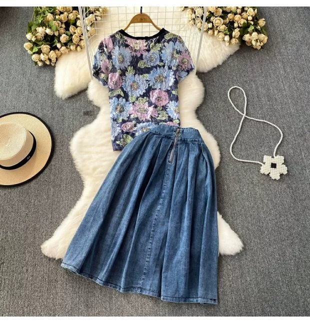 Jaqueline Summer Two Piece Denim Dress Set