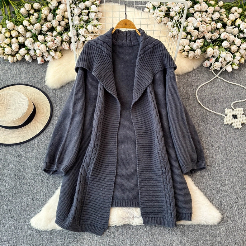 Korean Style Women's Autumn/Winter Lazy Loose Knitted Sweater Shawl Coat & Inner Suspender Dress Set" 24th Spoke Korean Style Women's Autumn/Winter Lazy Loose Knitted Sweater Shawl Coat & Inner Suspender Dress Set" 24th Spoke
