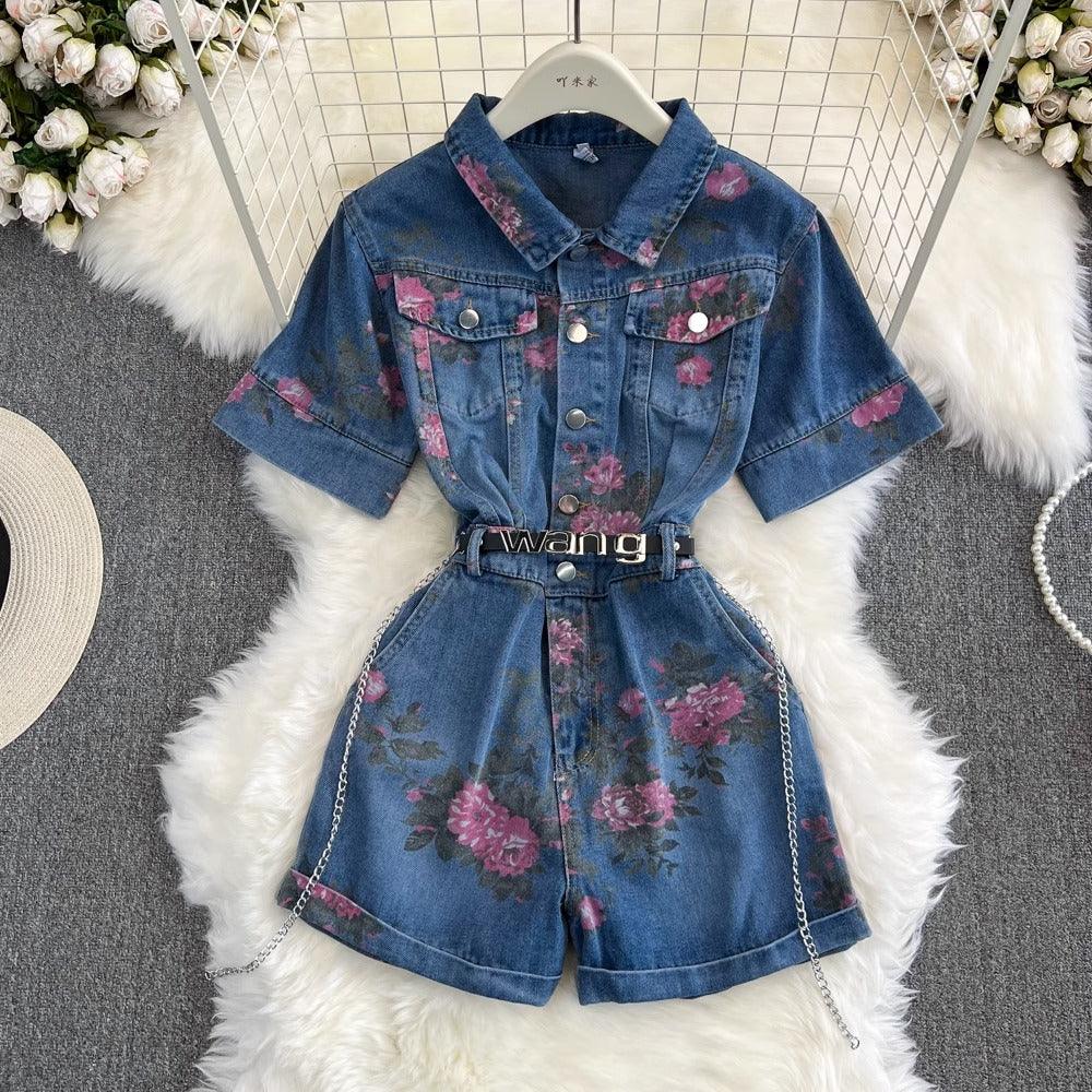 Taylor Swift Summer Printed Denim Jumpsuit - 24th Spoke