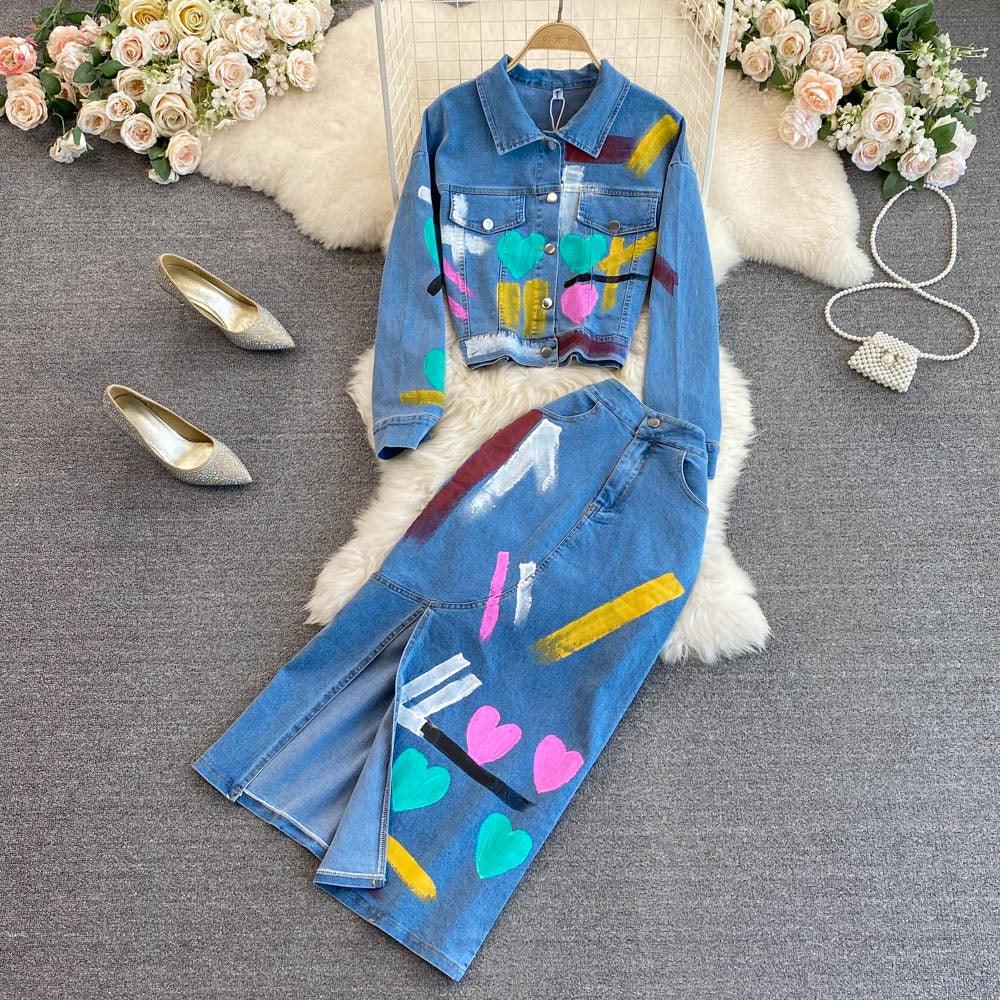 Nathalie Graffiti Denim Dress - 24th Spoke