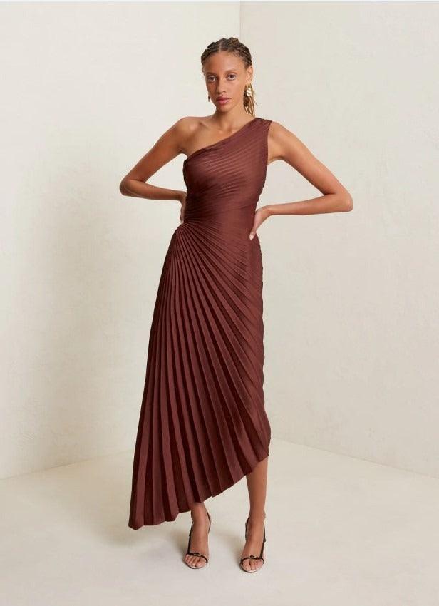 Rhea One Shoulder Satin Dress - 24th Spoke