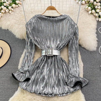 Emily Metallic Pleated Dress - 24th Spoke