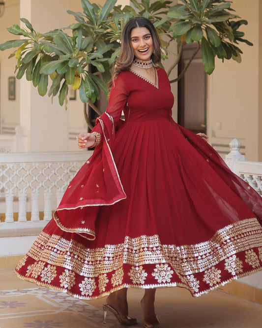 Karwachauth Festival Special Long Anarkali readymade Gown