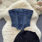Alexandra Summer Denim Tube Top + Skirt - 24th Spoke