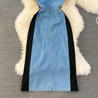 Gemma A Line Mid Length Denim Dress - 24th Spoke