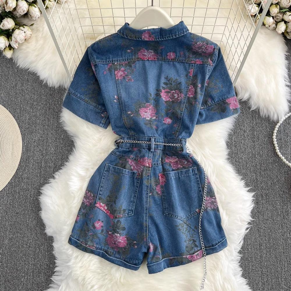 Taylor Swift Summer Printed Denim Jumpsuit - 24th Spoke