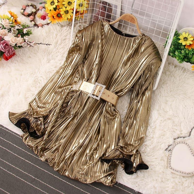 Emily Metallic Pleated Dress - 24th Spoke