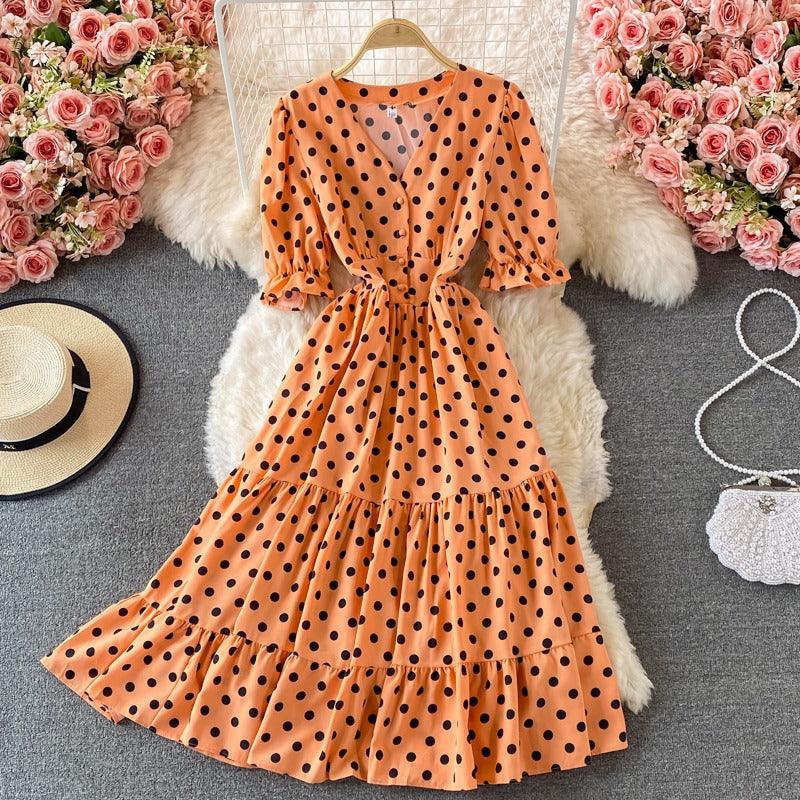 Elizabeth Summer Polka Long Dress - 24th Spoke