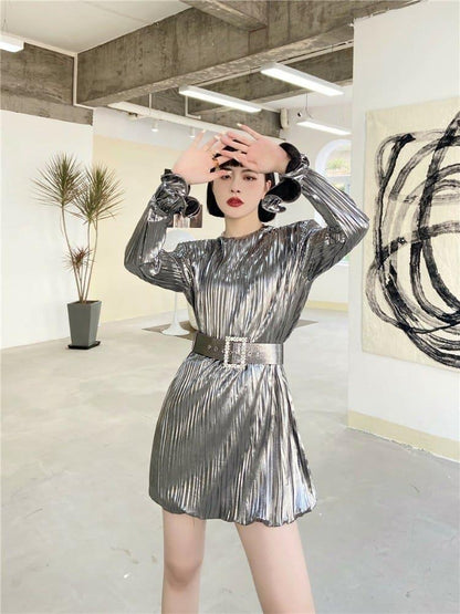 Emily Metallic Pleated Dress - 24th Spoke