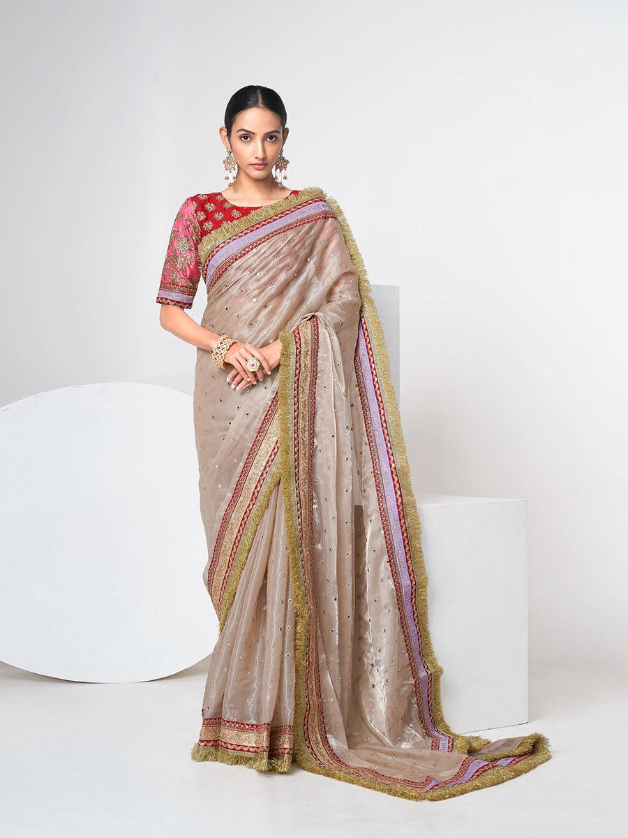 Kangana Organza Saree, Golden Beige Saree, Sabyasachi Saree - 24th Spoke