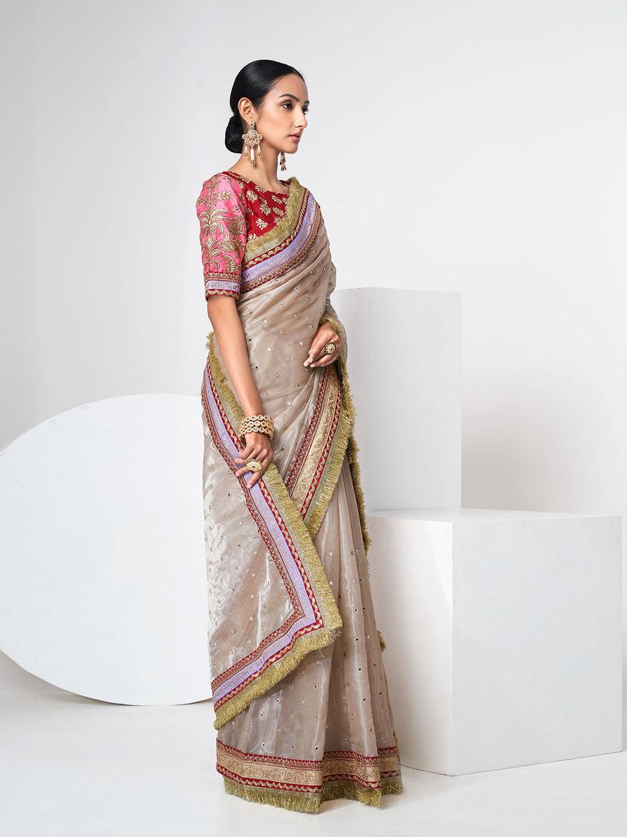 Kangana Organza Saree, Golden Beige Saree, Sabyasachi Saree - 24th Spoke