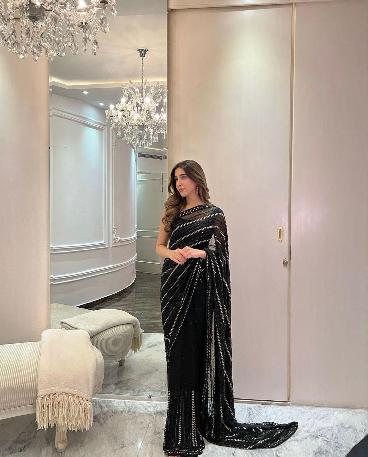 Sabyasachi Saree, Designer Saree, Black Saree, Green Saree, Priyanka chopra saree - 24th Spoke