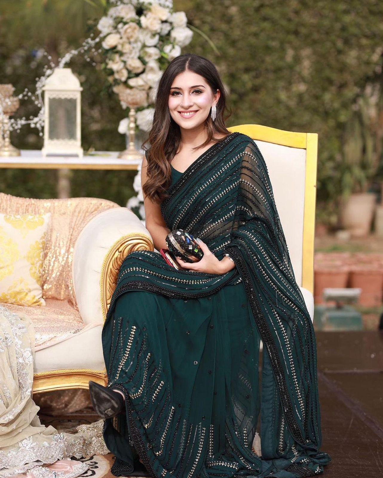 Sabyasachi Saree, Designer Saree, Black Saree, Green Saree, Priyanka chopra saree - 24th Spoke