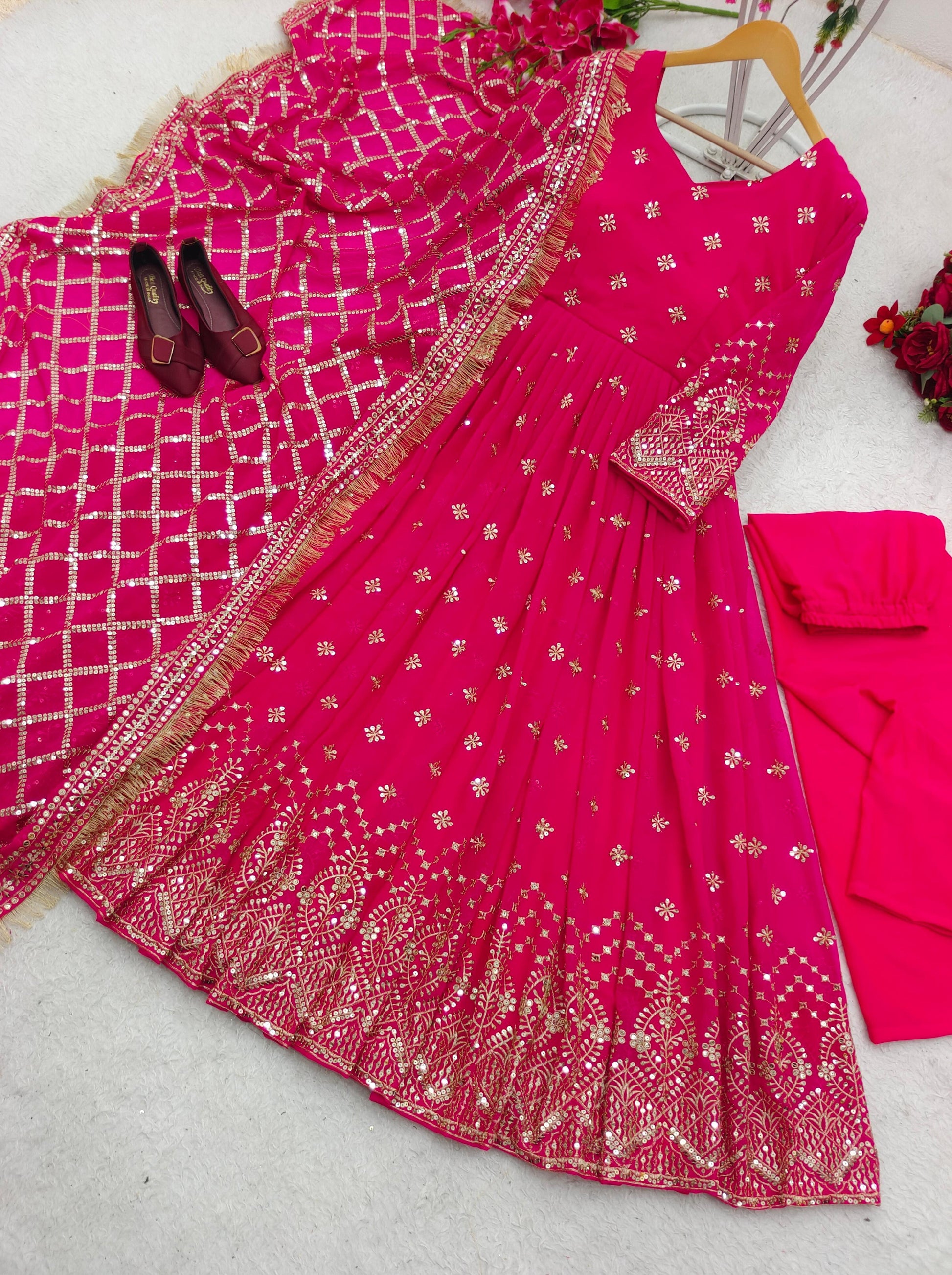 Wedding Wear Pink Anarkali Gown - 24th Spoke