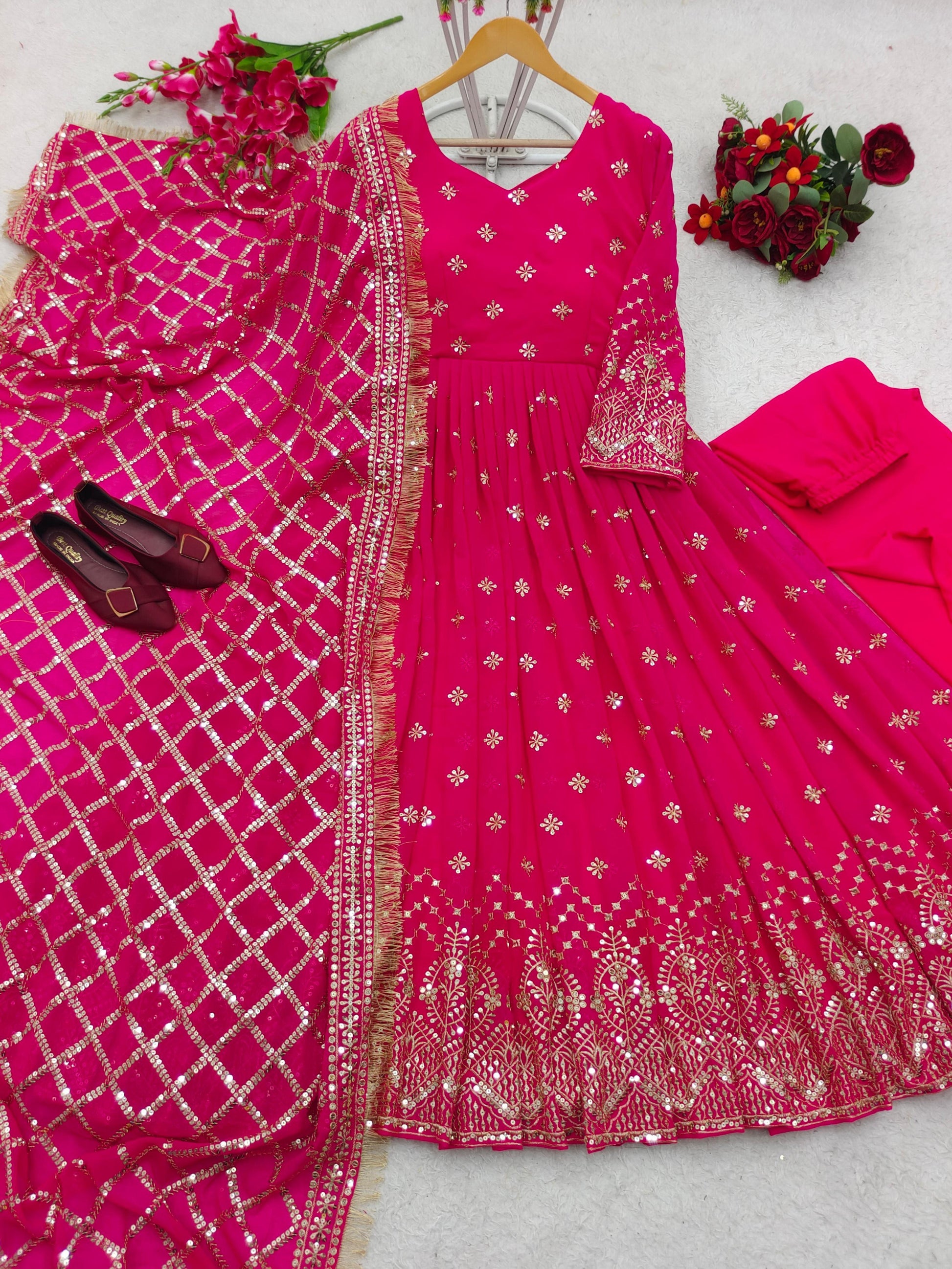 Wedding Wear Pink Anarkali Gown - 24th Spoke