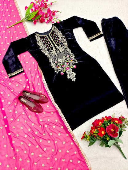 Lohri Special Festive Velvet suit - 24th Spoke