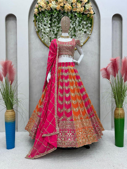 Pink and Orange Lehenga,Bridal bridesmaid Celebrity Lehenga choli - 24th Spoke