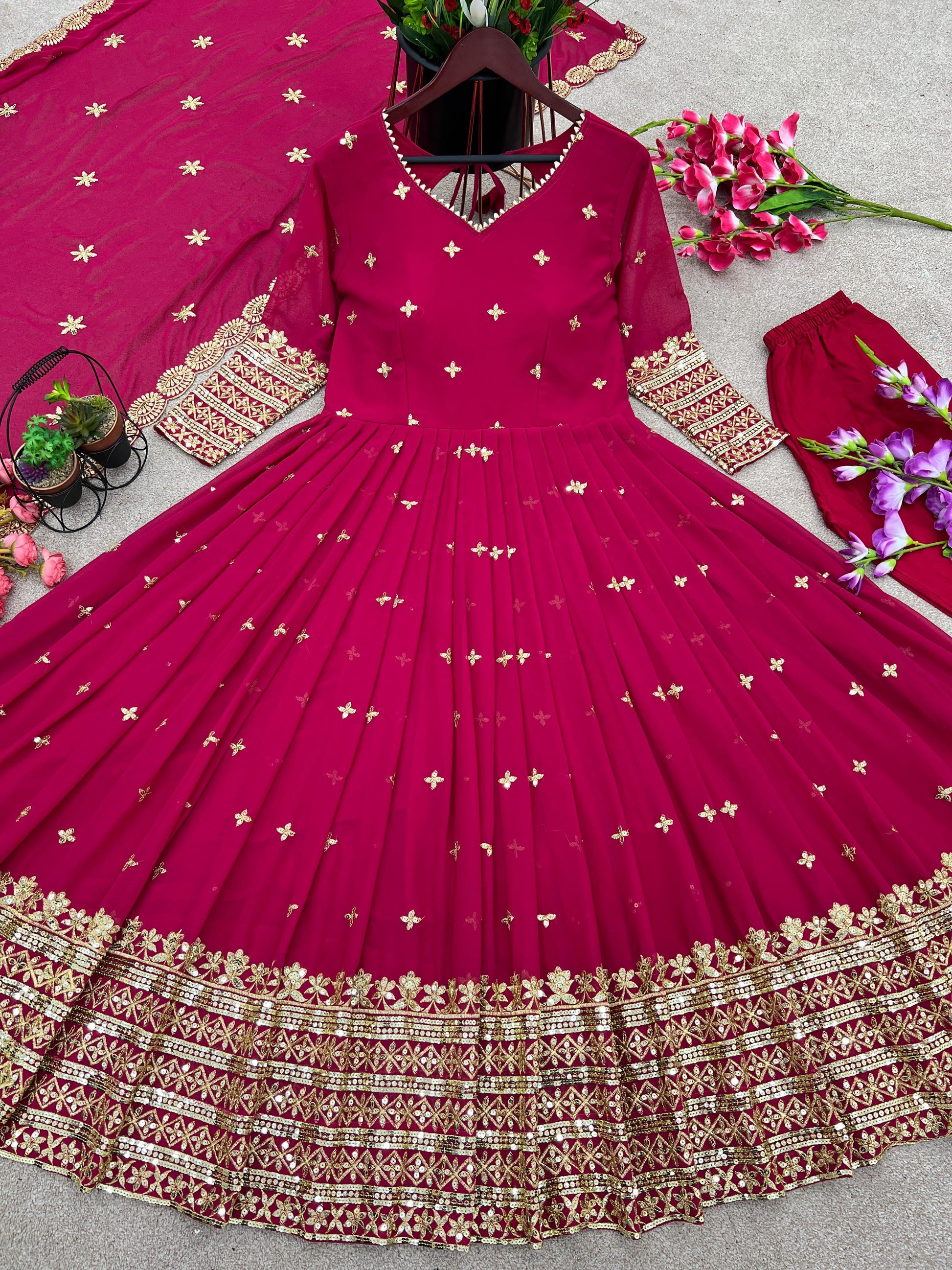 Party wear, engagement ,Long Gown for women ,Wedding Anarkali for girls and women - 24th Spoke