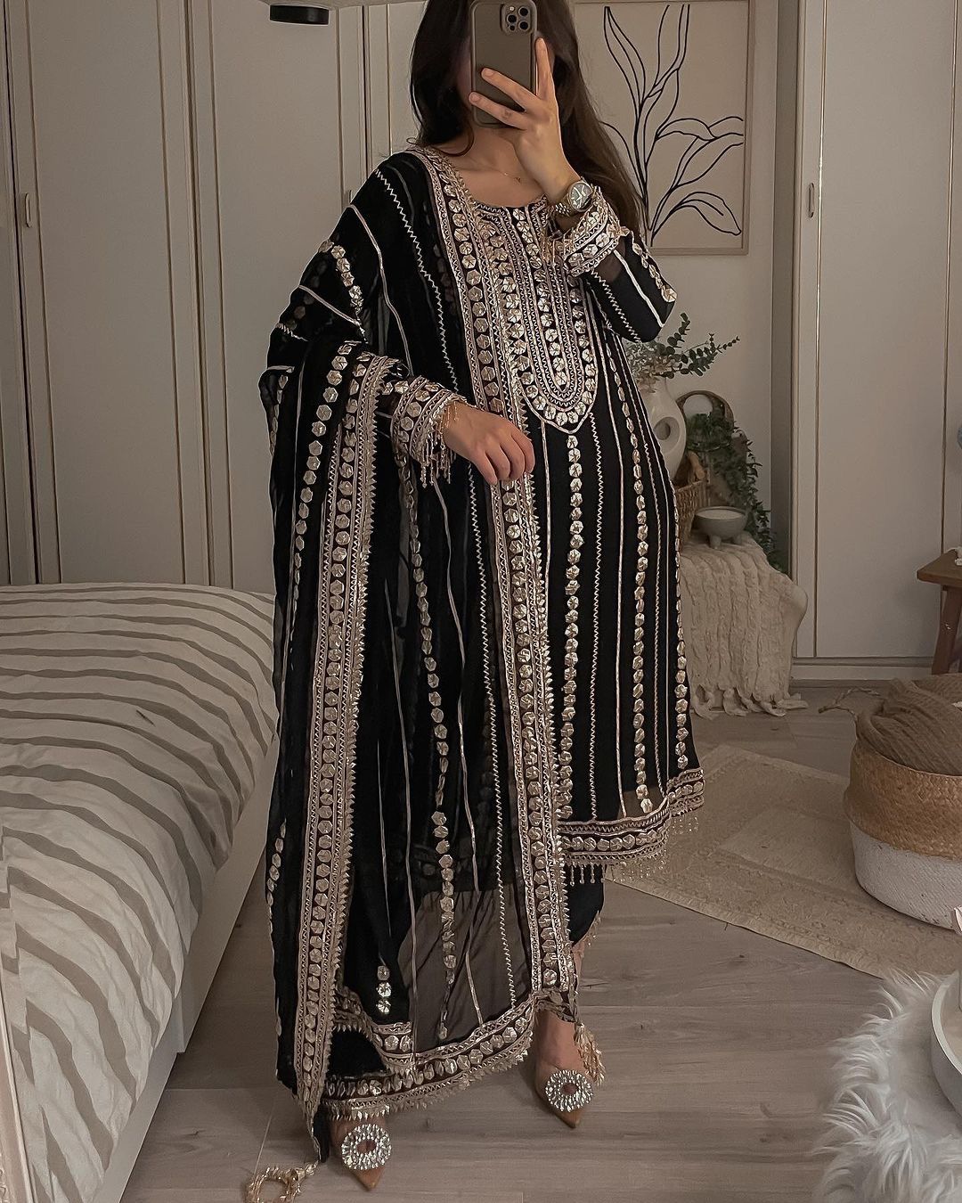 Eid Special Salwar suit, Black Kurta set for Festival