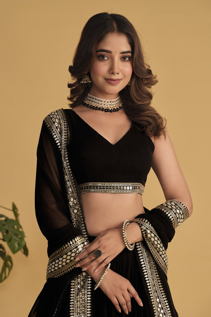 Bollywood style Black Lehenga Choli set, Festive and wedding lehenga