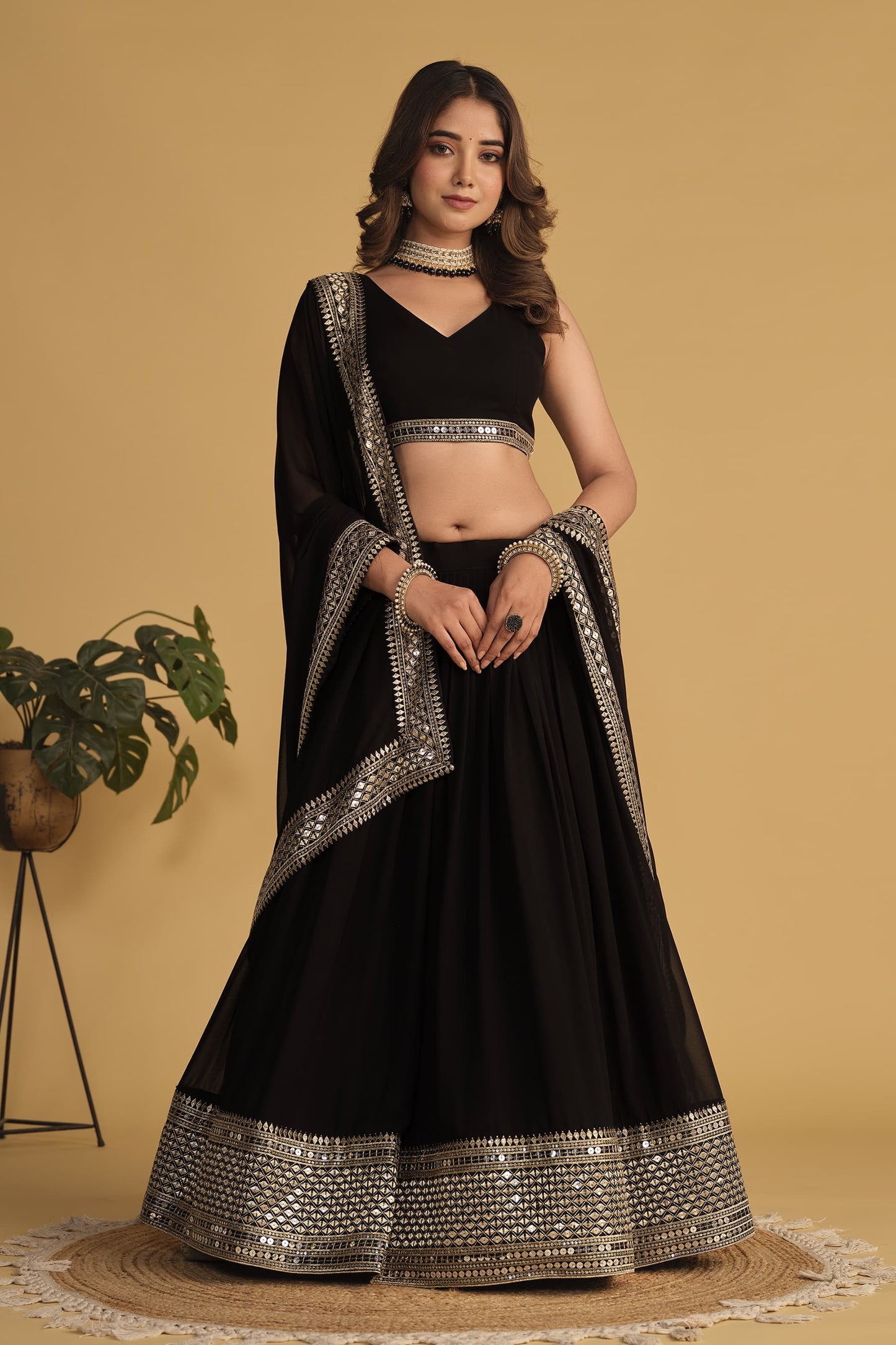 Bollywood style Black Lehenga Choli set, Festive and wedding lehenga