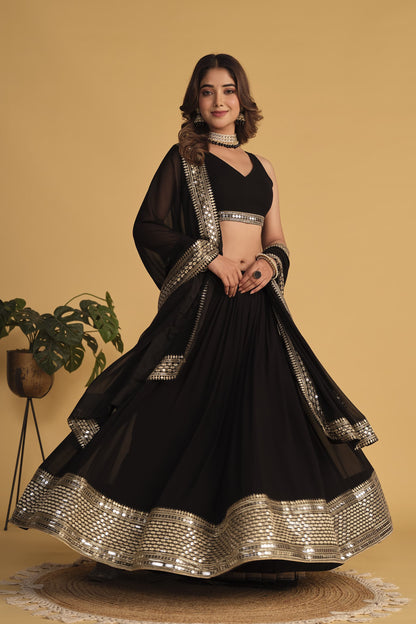 Bollywood style Black Lehenga Choli set, Festive and wedding lehenga