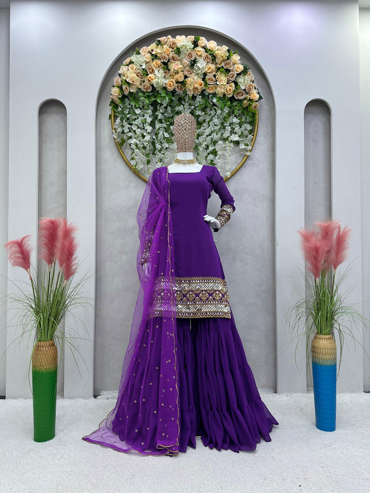 Purple Sharara suit set for women on sale