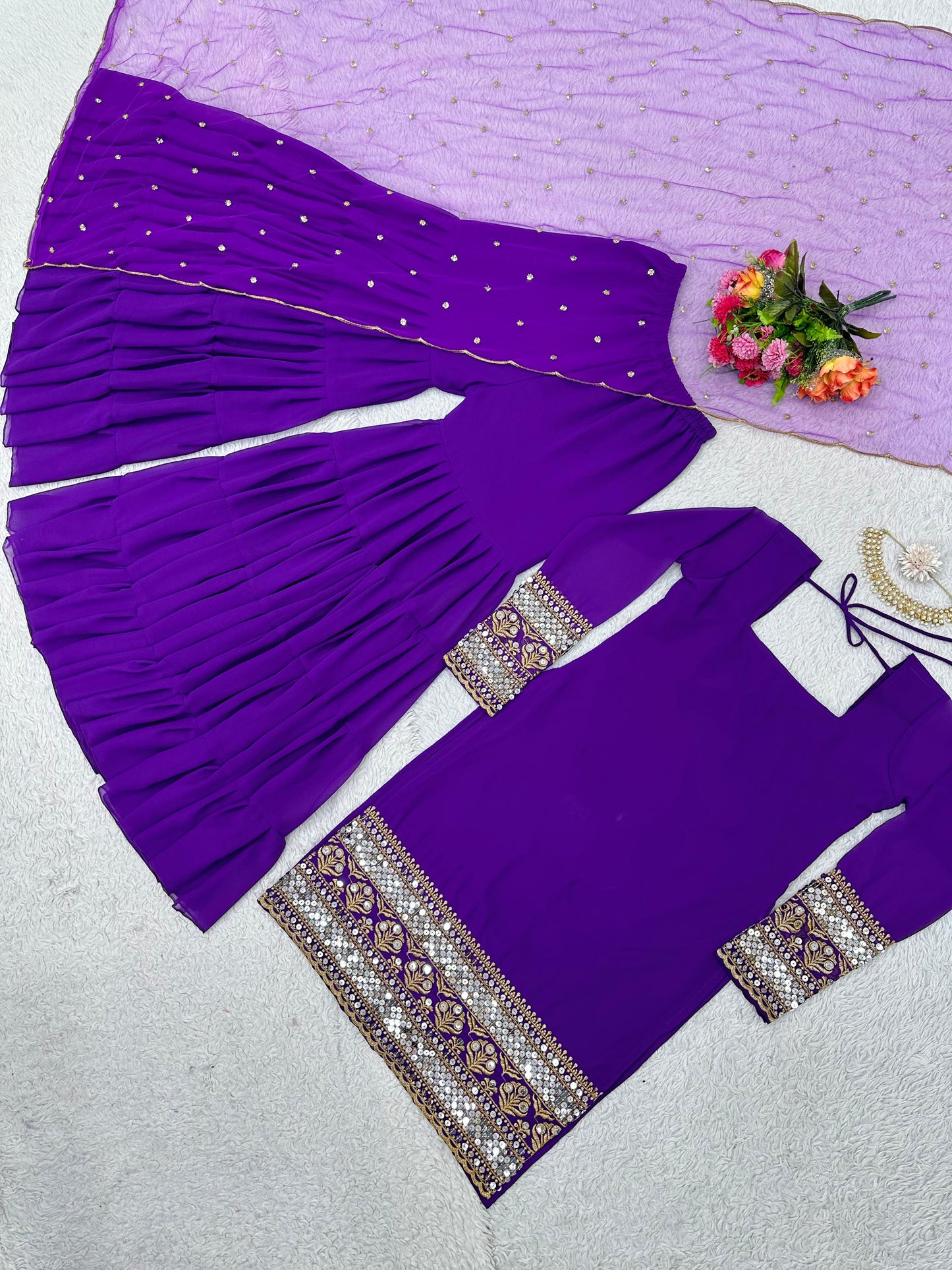 Purple Sharara suit set for women on sale