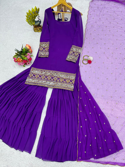 Purple Sharara suit set for women on sale