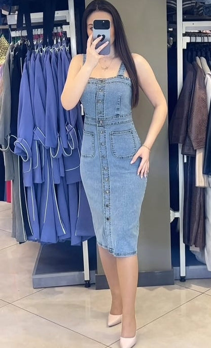 Regina Summer Denim Mid Length Dress