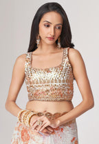 Party wear organza saree with floral print