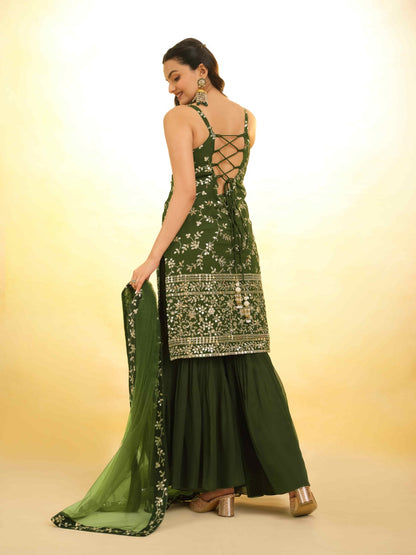 Kiara ready to wear Olive Green Sharara Suit set