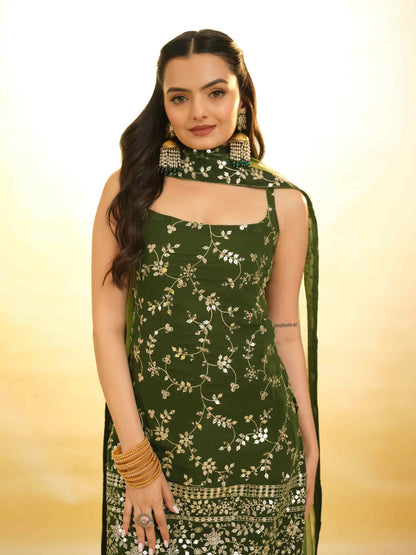 Kiara ready to wear Olive Green Sharara Suit set