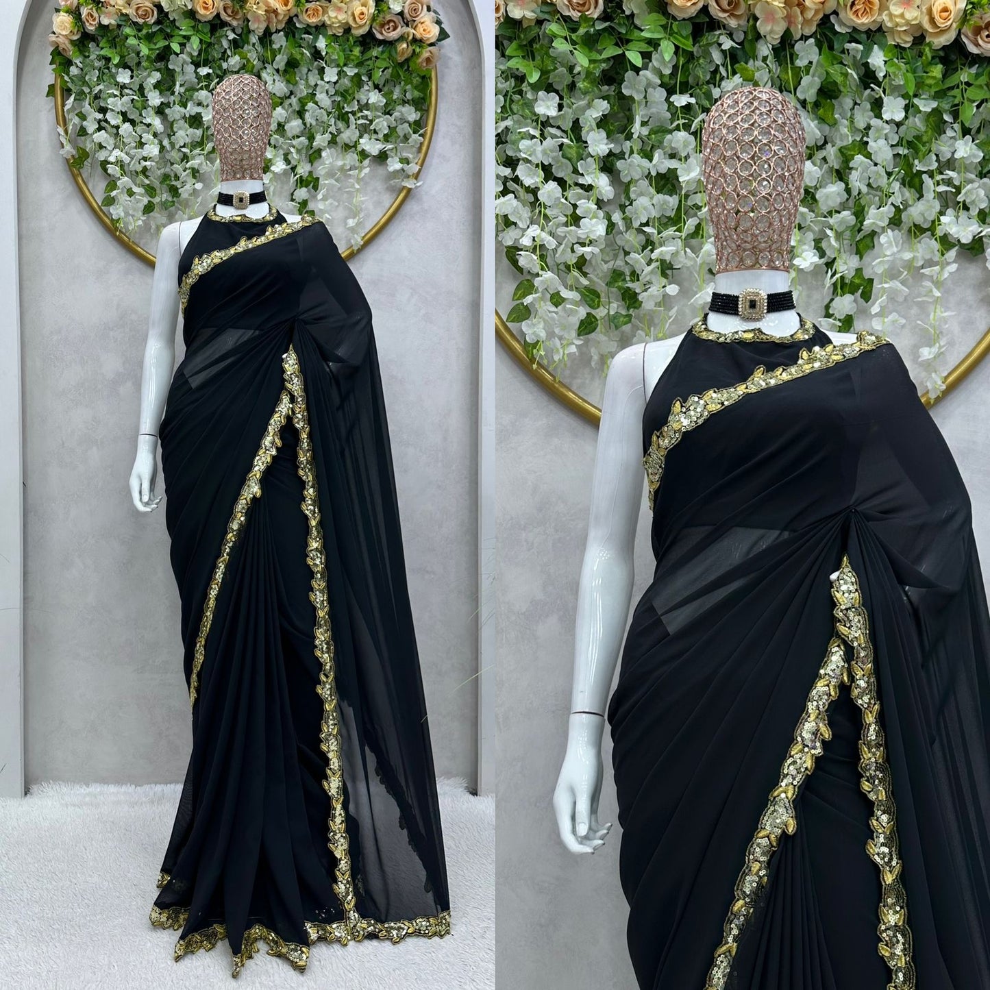 Kiara Advani Designer Black Saree  look for cocktail and Party