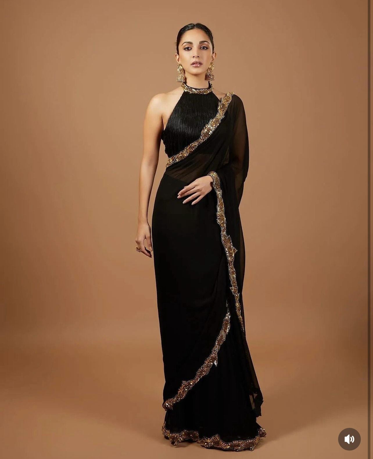 Kiara Advani Designer Black Saree  look for cocktail and Party