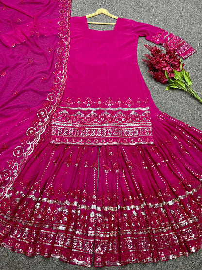 Designer Hot Pink Gharara Salwar suit set