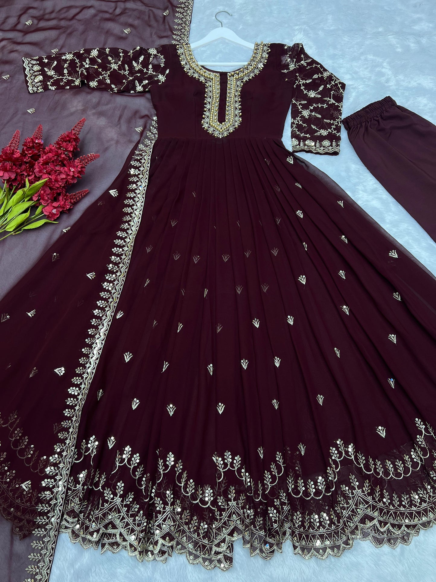 Ready to wear Long Gown with Dupatta set