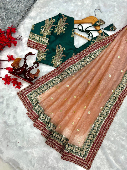 Sabyasachi Inspired Designer Saree and Blouse for Wedding and Party