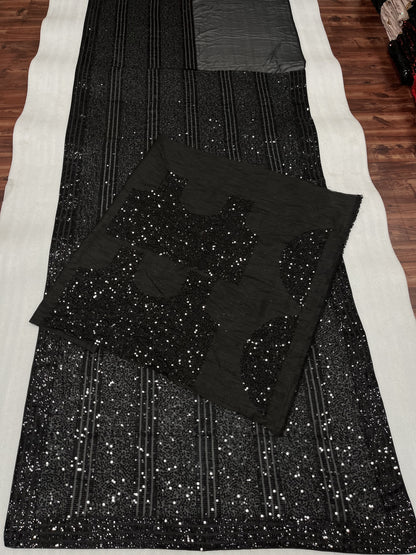 Black Sequin Saree for Party and Bridesmaids