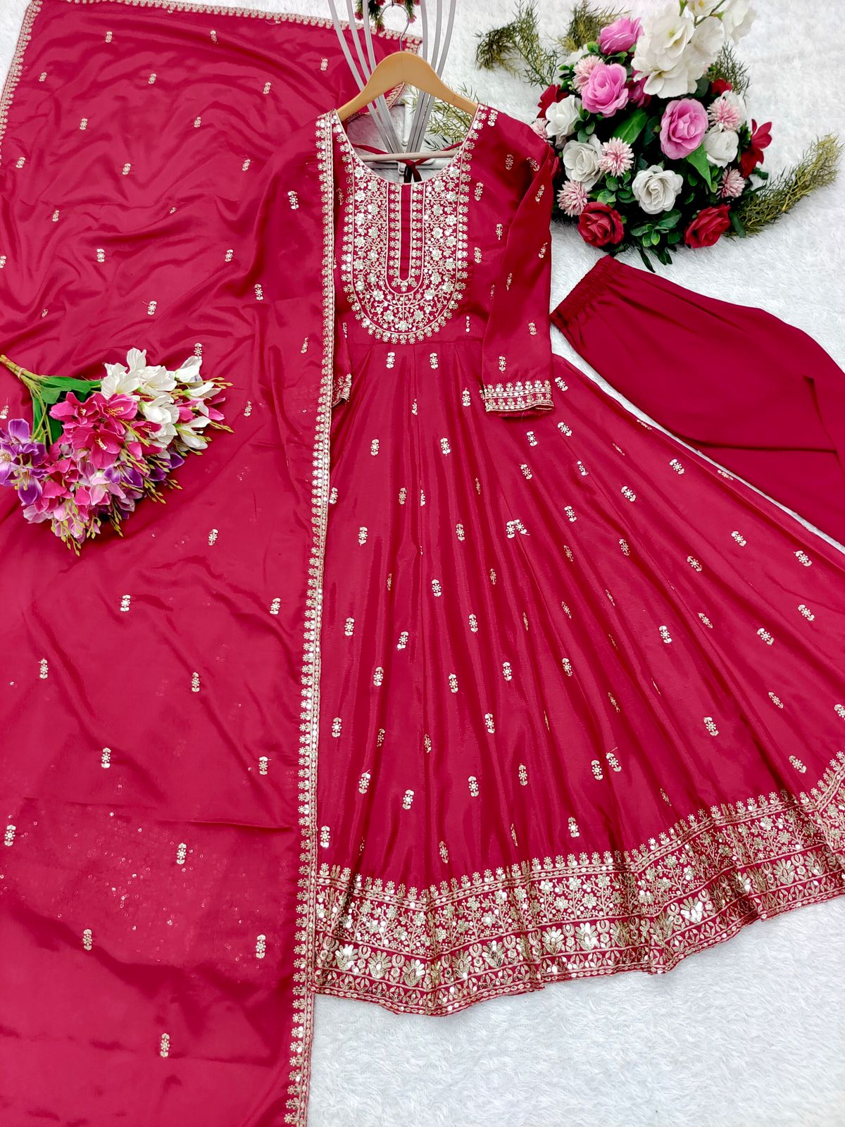 Ready to wear Red Anarkali Long Gown for  Party and wedding