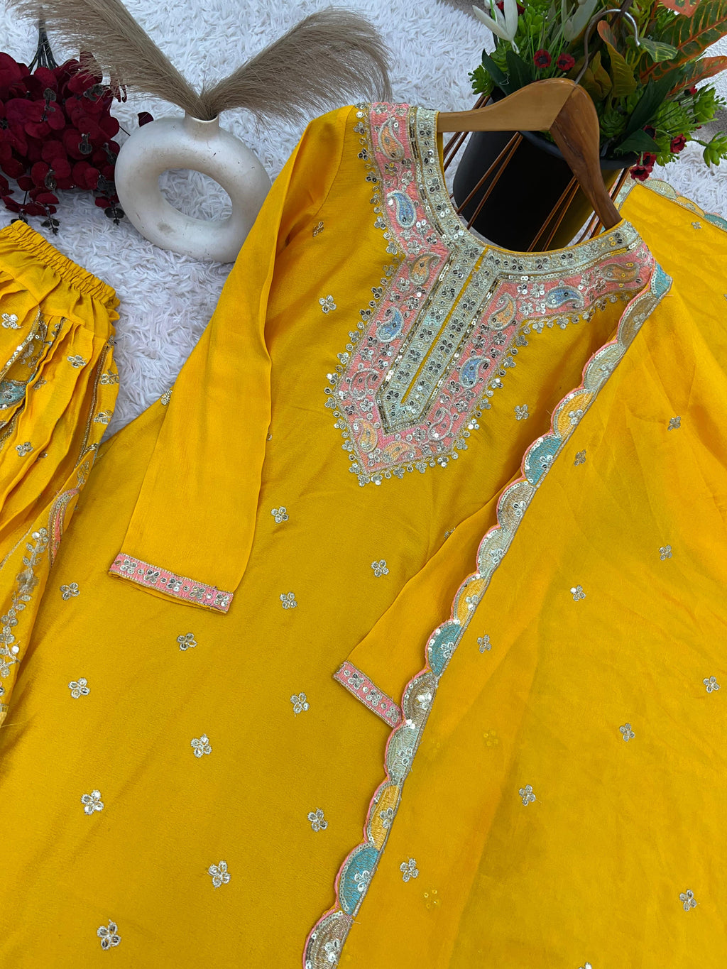 Readymade Yellow Sharara set for Haldi and Wedding Function