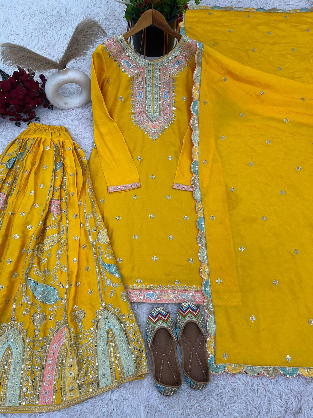 Readymade Yellow Sharara set for Haldi and Wedding Function
